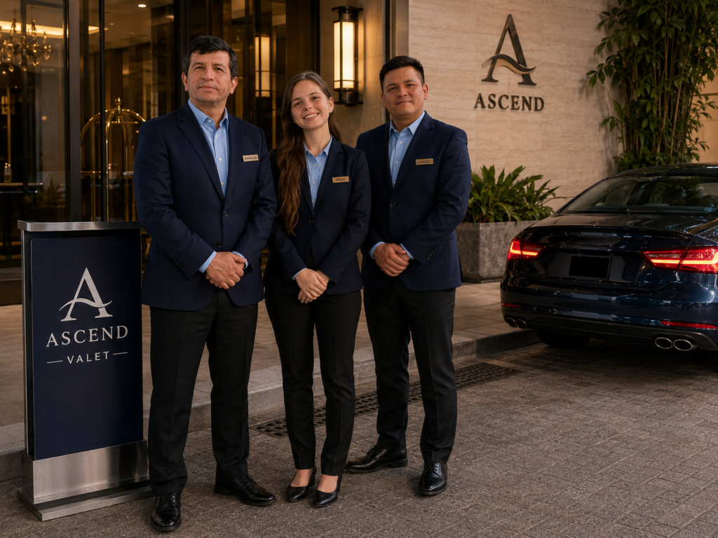 Valet Ascend professional valet team at an upscale hotel entrance